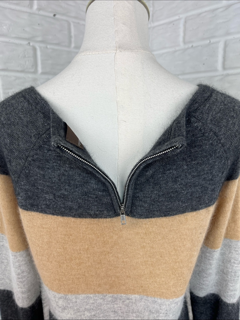 FENN WRIGHT MANSON ANGORA BLEND COLORBLOCK STRIPE SWEATER SZ MD - Picture 7 of 12